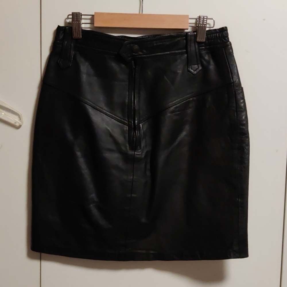 Black leather skirt